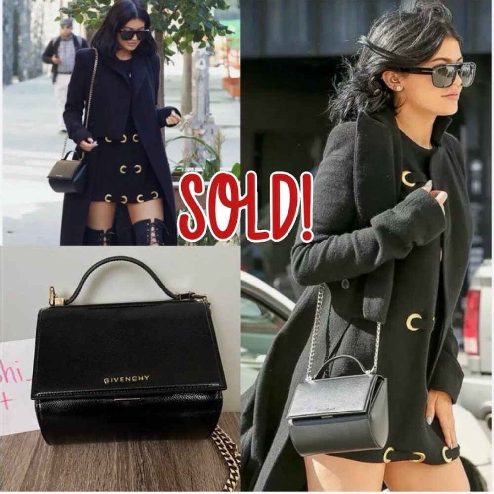 Givenchy Black Patent Leather Pandora Box Mini Crossbody Bag Chain Strap